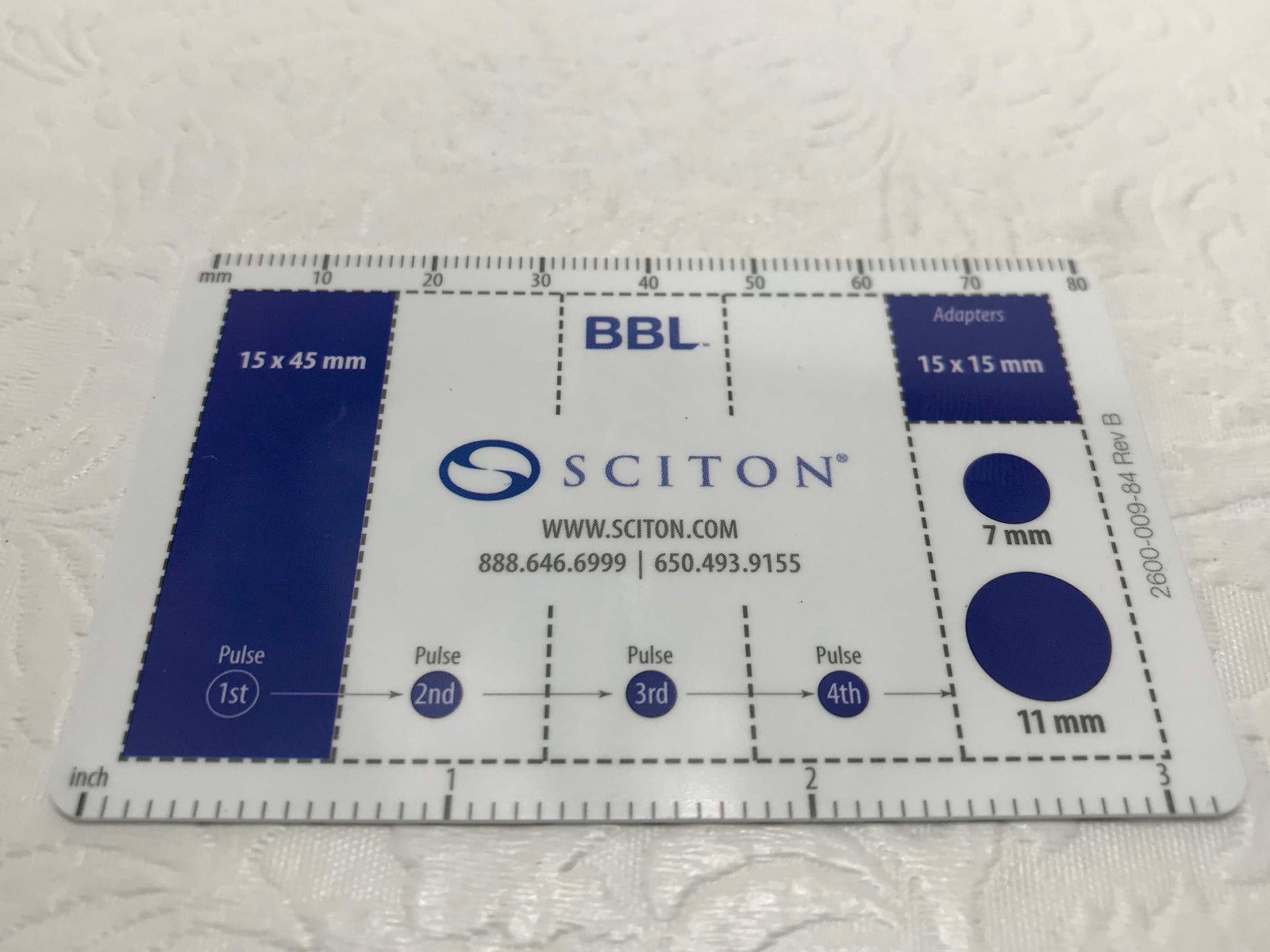 Sciton BBL/Clear V Vein Card Lesion Spot Size Measure Ref Template 2600-009-84
