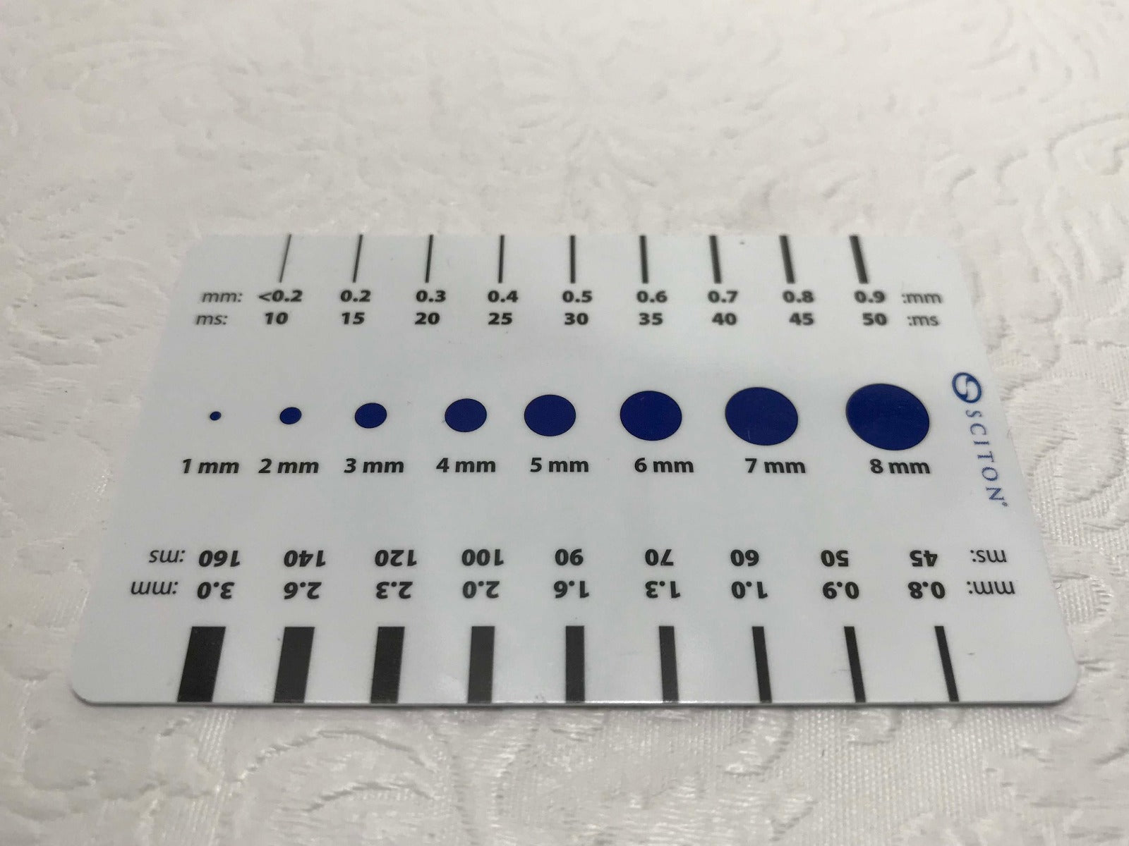 Sciton BBL/Clear V Vein Card Lesion Spot Size Measure Ref Template 2600-009-84
