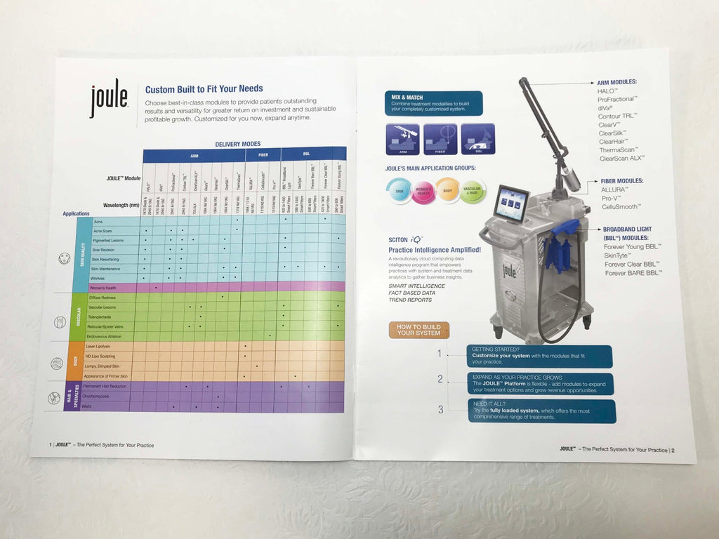 Sciton Joule Laser Full Product/Device Information Marketing Booklet QTY 25