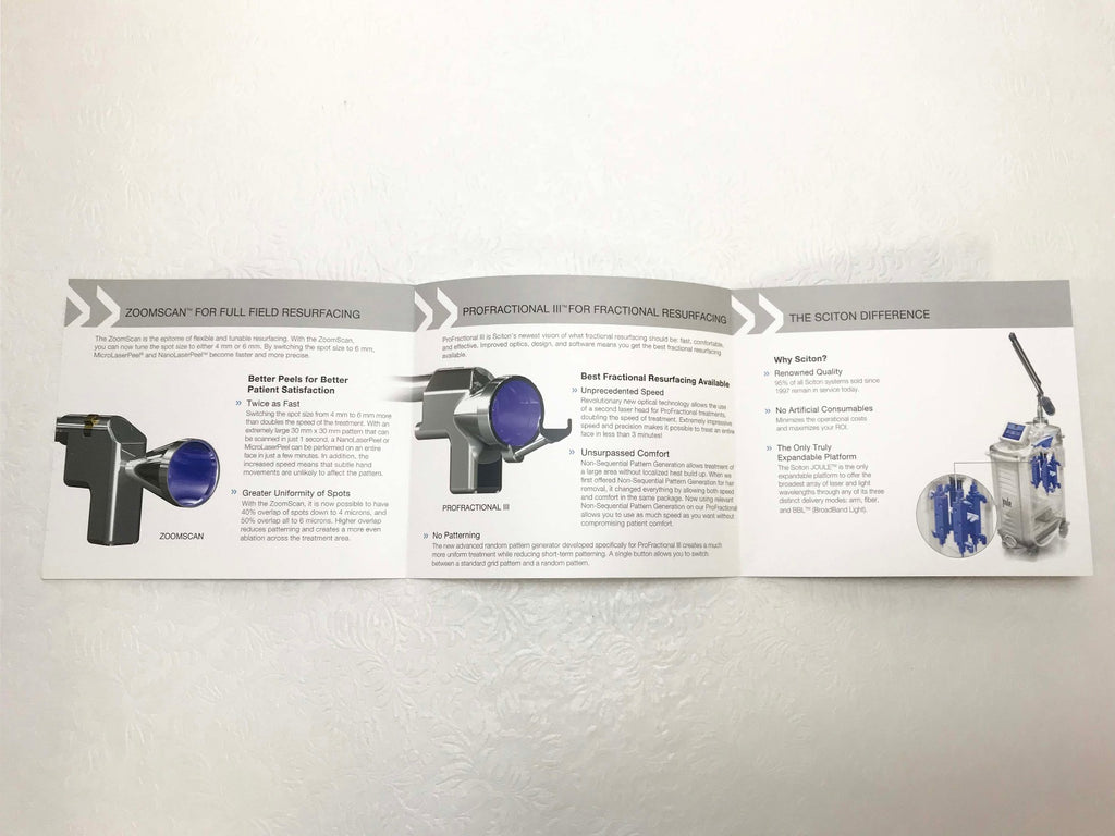 Sciton Joule Laser ZoomScan & ProFractional III Device Marketing Brochure QTY 25
