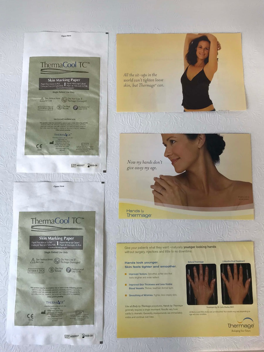 Thermage ThermaCool TC 2 Sheets 1.5cm Skin Marking Paper & Brochures Hand/Tummy