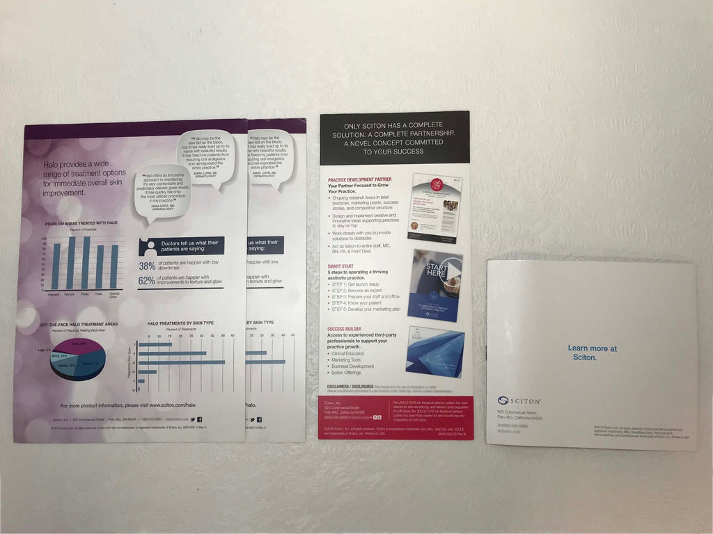 Sciton Joule Mixed Device Brochures Halo DiVa ZoomScan ProFractional III QTY 4