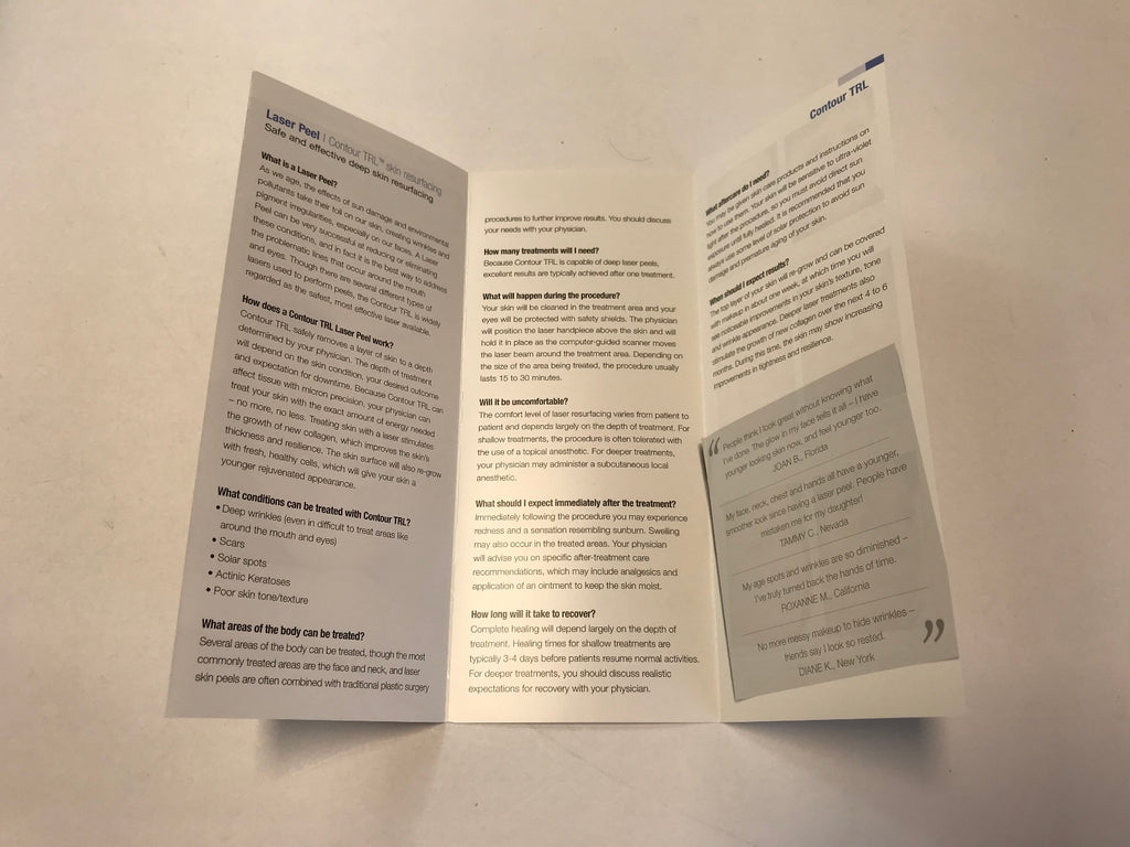2010 Sciton Joule Contour TRL Laser Peel Resurfacing Patient Brochures 25 Pack