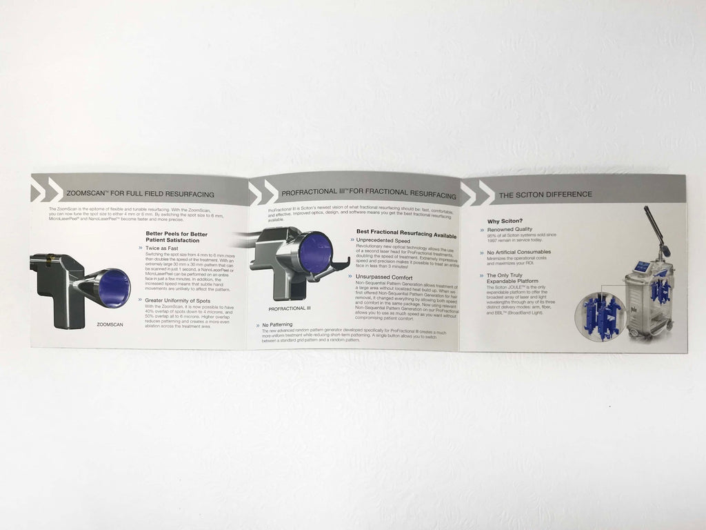 Sciton Joule Laser ProFractional III & ZoomScan Device Marketing Brochure QTY 12