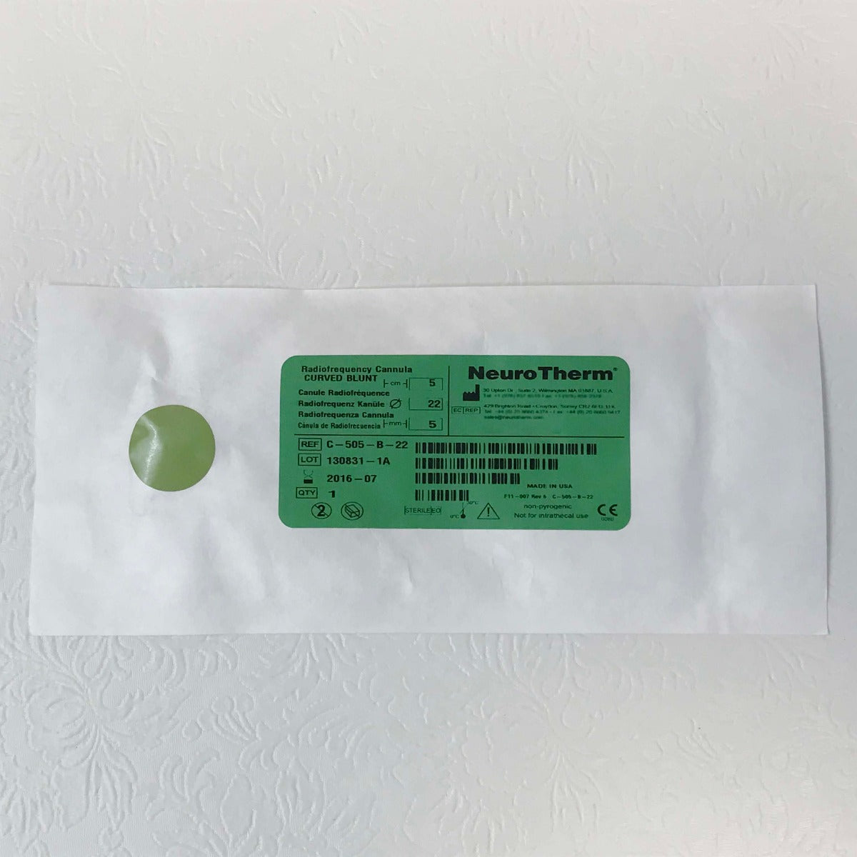 Thermi Aesthetics NeuroTherm ThermiRF Curved Blunt RF Cannula 22G 5mm C-505-B-22