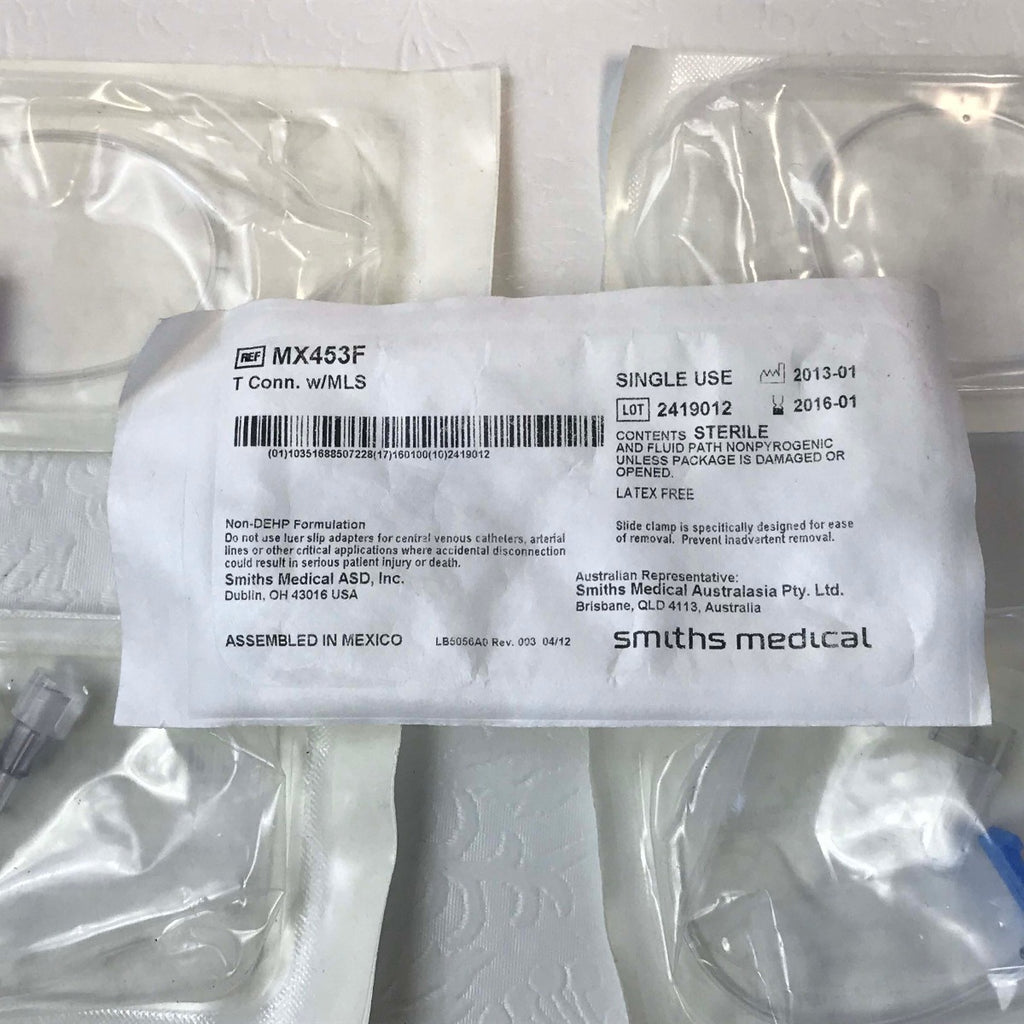 Smiths Medical IV T Connector w/ MLS Male Luer Slip 6" Tube MX453F - Lot of 23