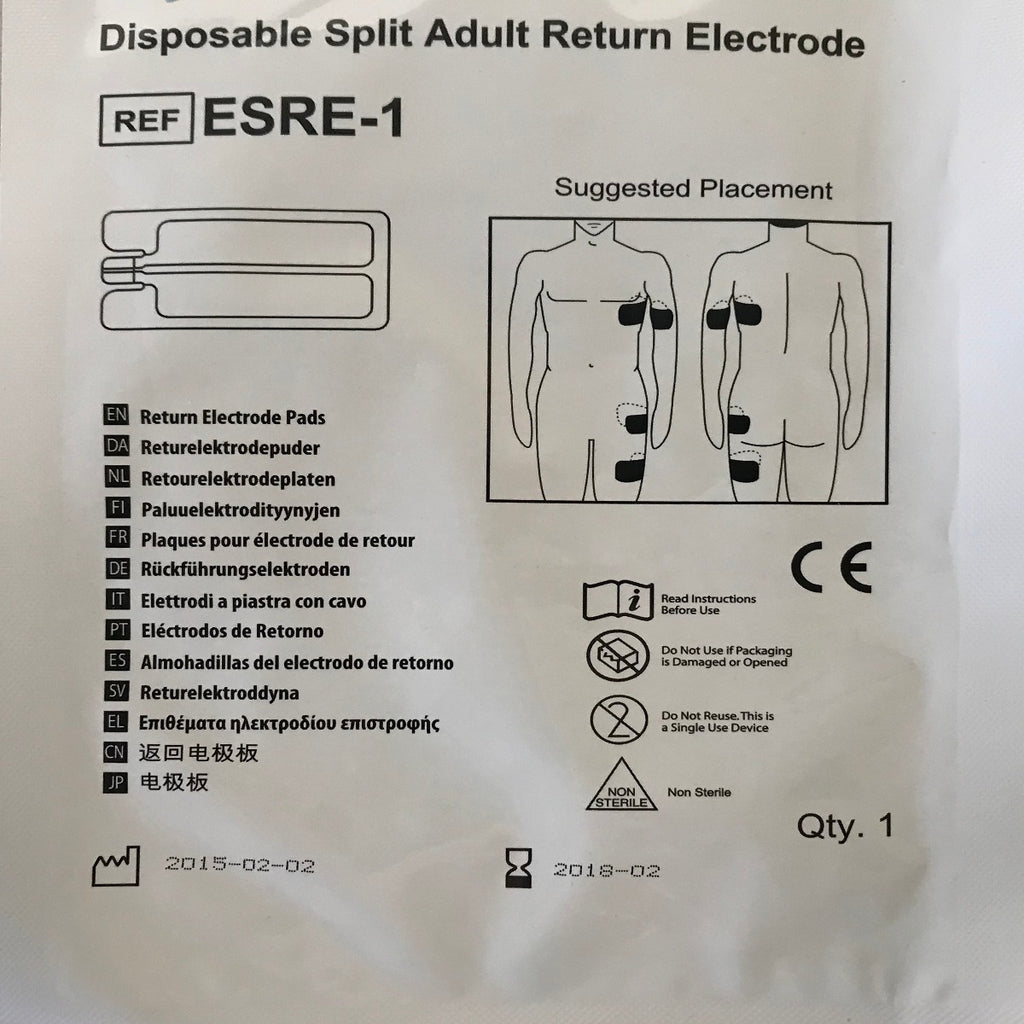 Bovie Disposable Split Adult Return Electrode Grounding Pad ESRE-1 Pack of 8