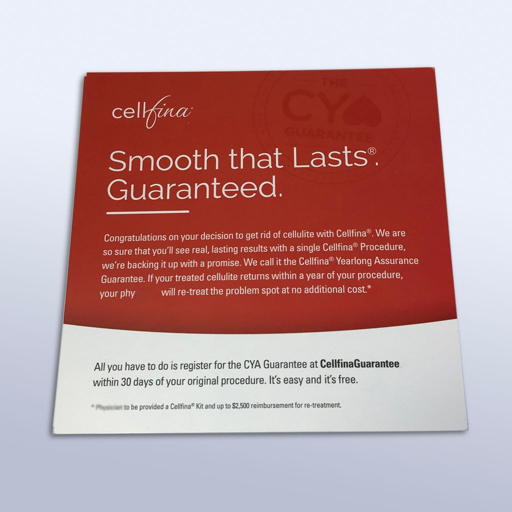 Ulthera Cellfina Patient Satisfaction Retreatment Guarantee Registration Cards