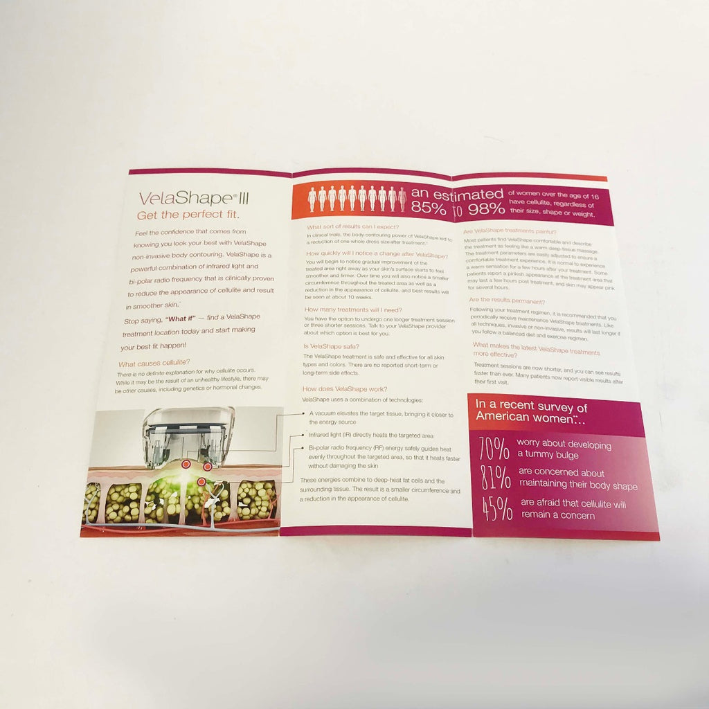 Syneron VelaShape III 3 Cellulite Body Contouring Patient Brochure Pack of 45