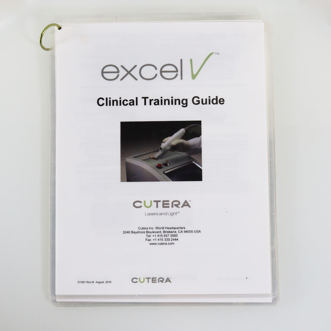 2016 Cutera ExcelV Vascular Laser Clinical Training Guide Laminated Manual D1091