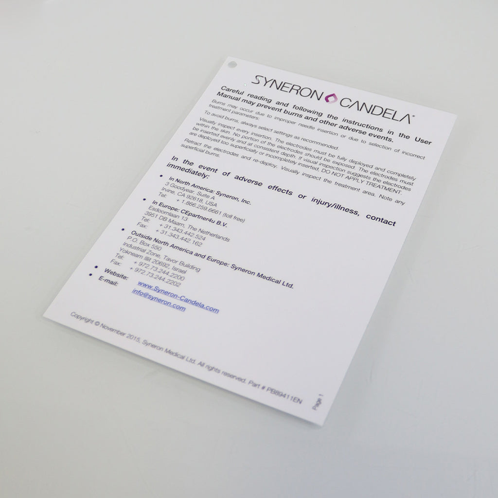 Syneron Candela Safety Quick Reference Guide Basic Protocol 11/2015 PB89411EN