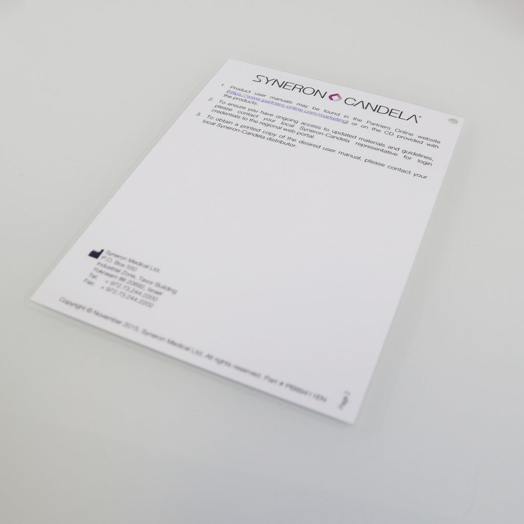 Syneron Candela Safety Quick Reference Guide Basic Protocol 11/2015 PB89411EN