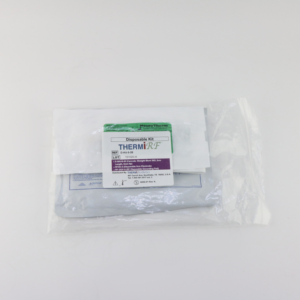ThermiRF Disposable Kit D-KIT-5-20 Thermi RF Ground Pad Cannula EXP 2016