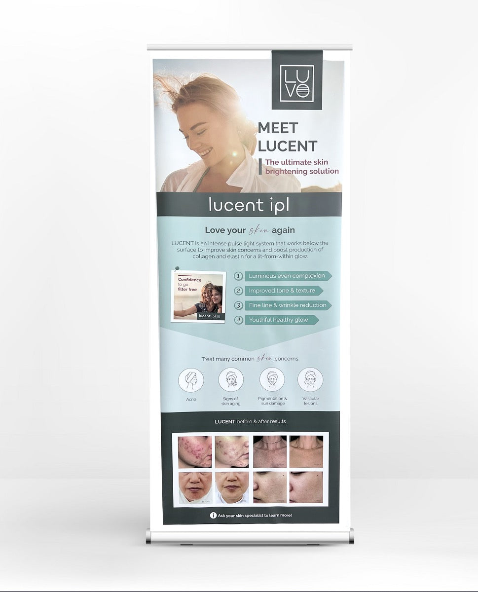 LUVO LUCENT IPL Floor Banner Stand - English
