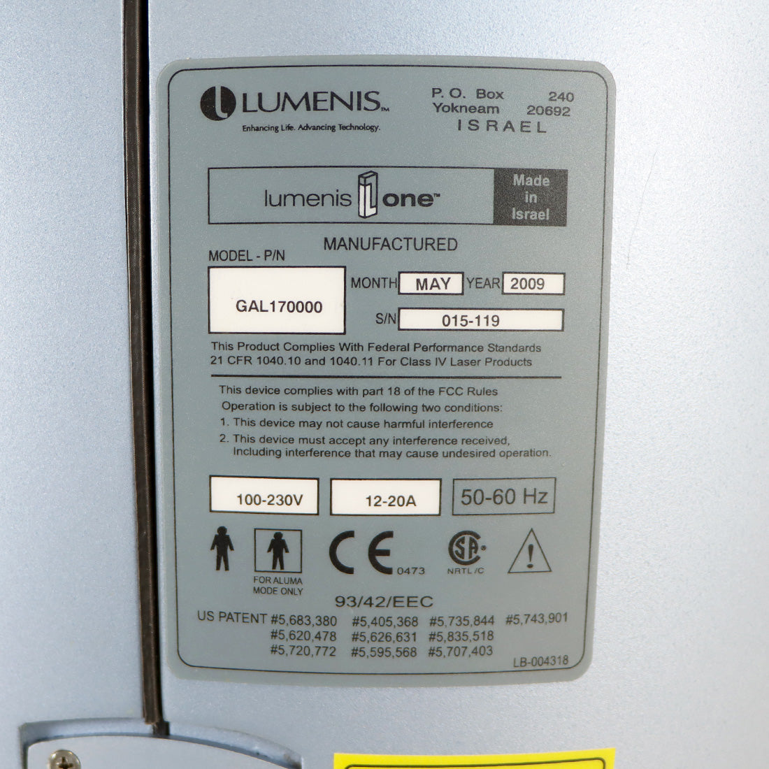 2009 Lumenis Lume1 Laser IPL Facial Rejuvenation System LumeOne Lume One