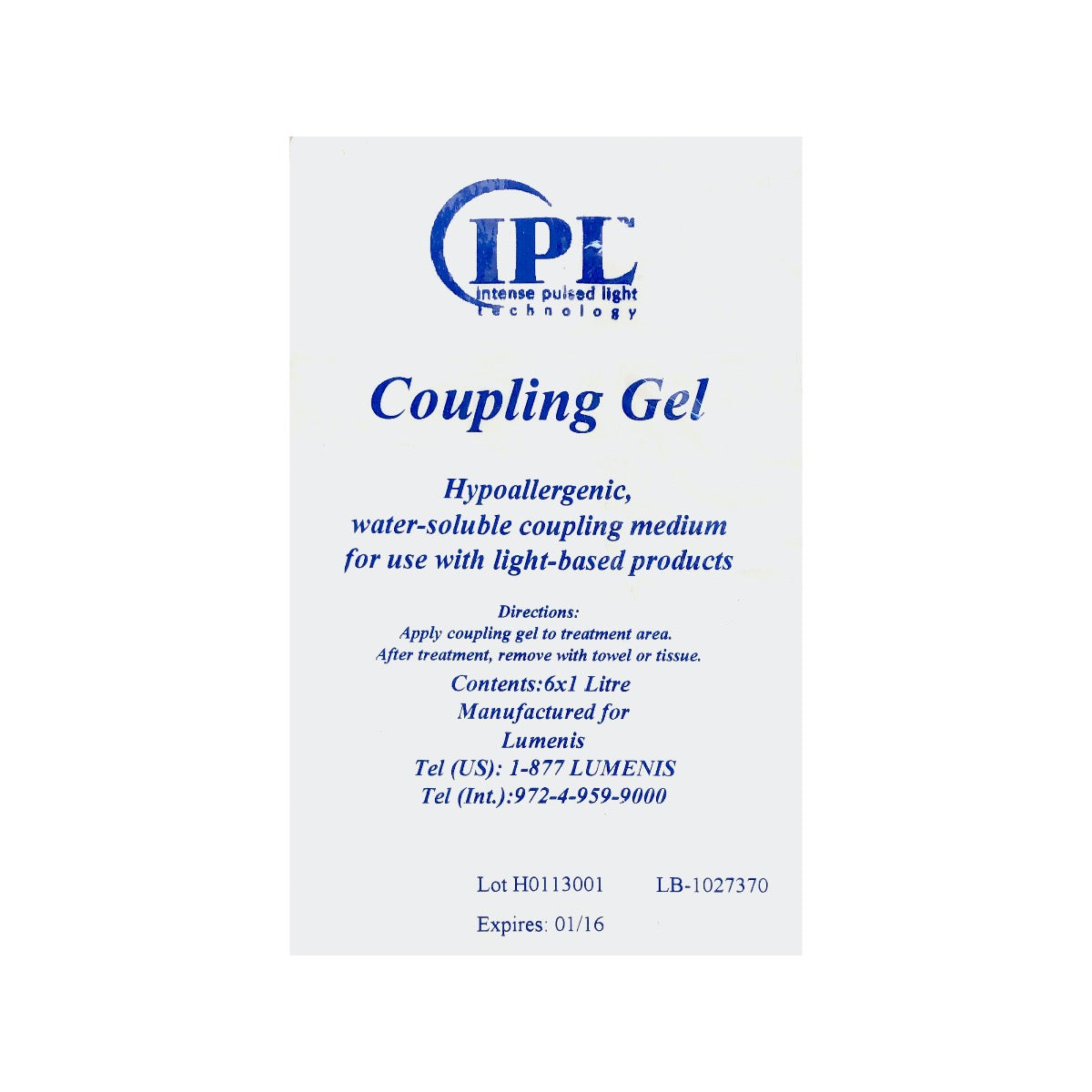 Lumenis IPL Laser Coupling Gel 1000ml Bottles AX-100-9013 Exp 01/16 - 6 Pack