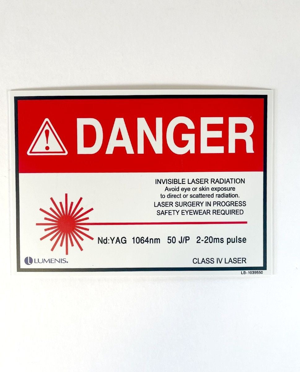 Lumenis Danger Sign Sticker Adhesive Invisible Laser Radiation Nd:YAG 1064nm