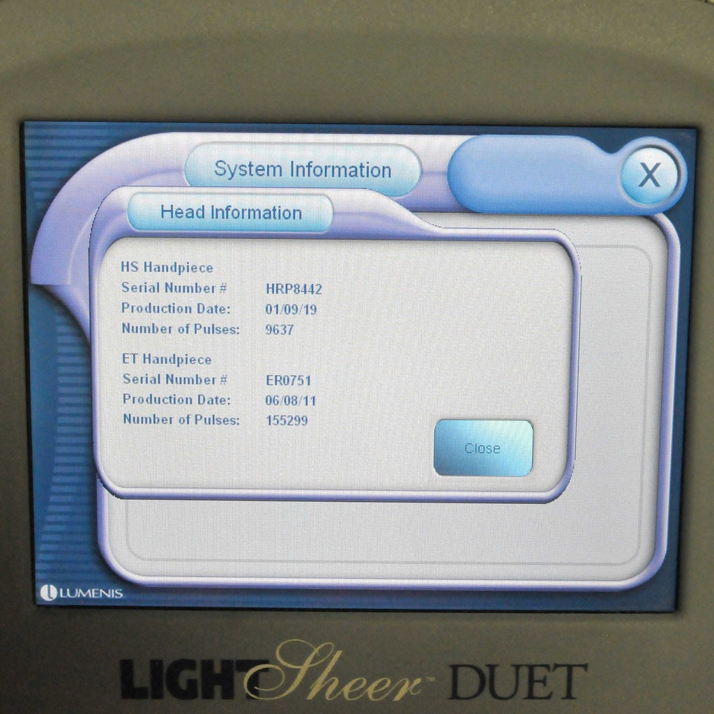 Lumenis LightSheer Duet Diode 810 Hair Removal Laser Light Sheer ET & HS 2009