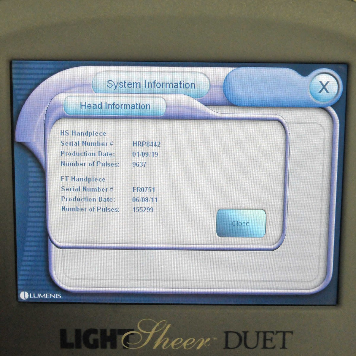 Lumenis LightSheer Duet Diode 810 Hair Removal Laser Light Sheer ET & HS 2009