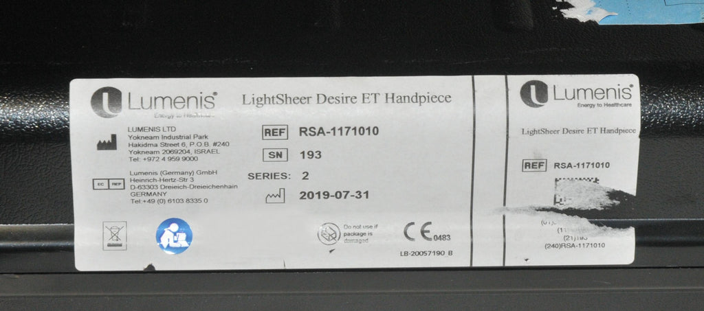 Lumenis LightSheer Handpiece DESIRE ET Laser Hair Removal 805 nm 9x9 Chill Tip