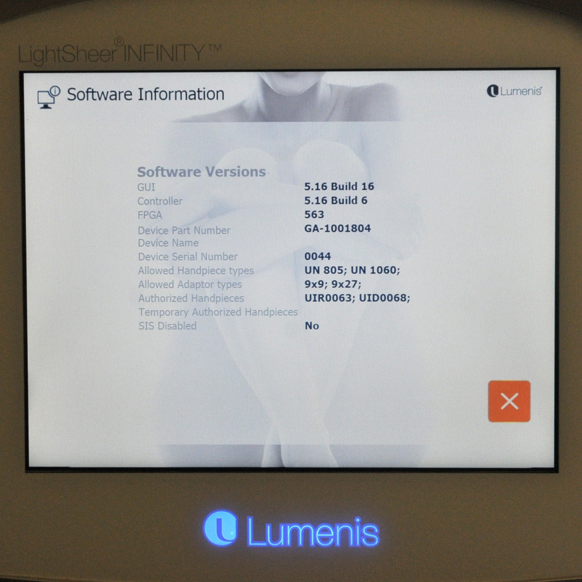 2016 Lumenis LightSheer Infinity 810nm HR Diode Laser Hair Removal System