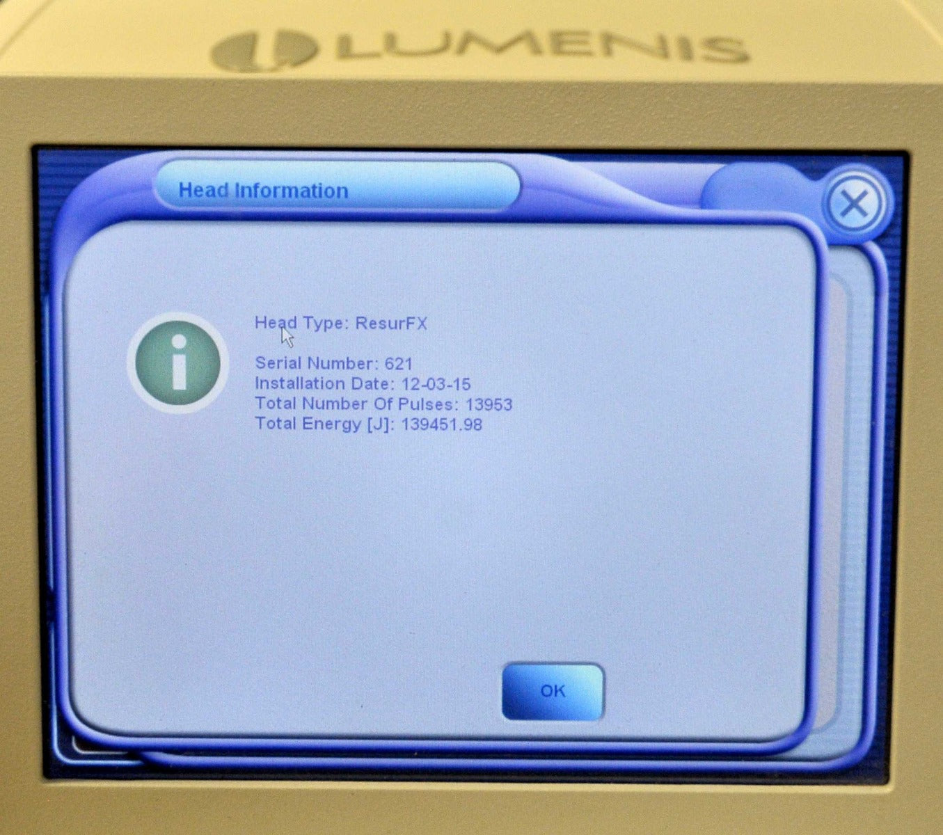 Lumenis M22 ResurFX 1565nm Laser Module Non Ablative Skin Resurfacing 13953 Shot