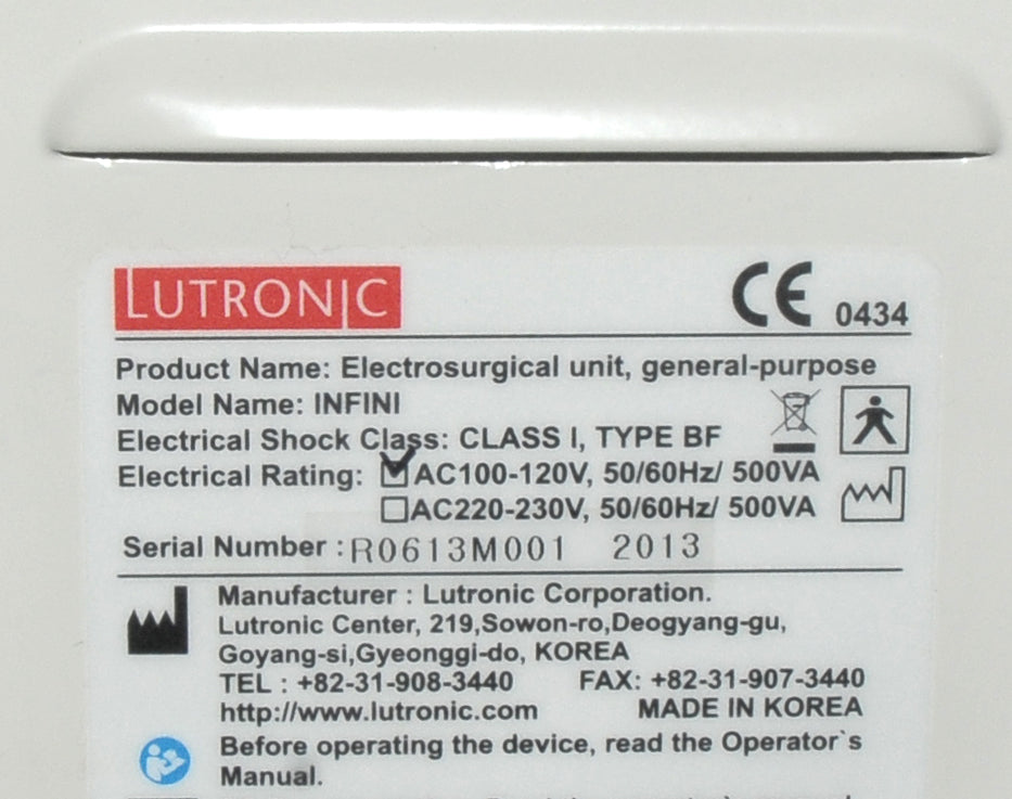 Lutronic INFINI RF Electrosurgical Microneedling Skin Rejuvenation Acne 2013