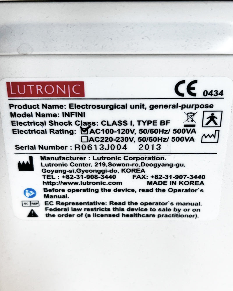 2013 Lutronic INFINI RF Skin Rejuvenation Electrosurgical Microneedling System