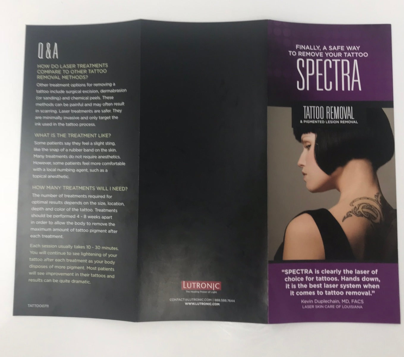 LUTRONIC SPECTRA Q Switched Laser Tattoo Skin Pigment Removal Brochure Spectrum