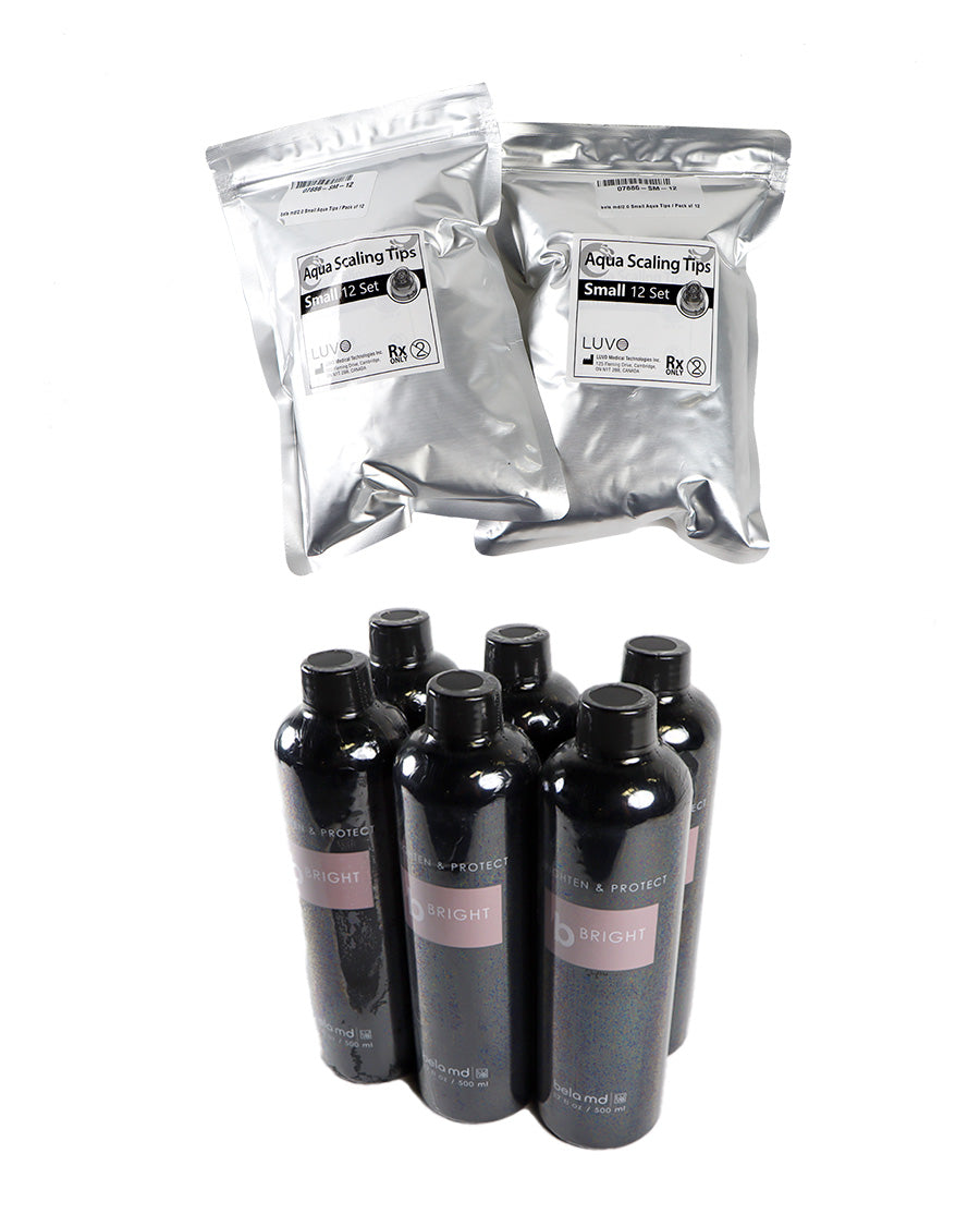 LUVO bBRIGHT Pack - 24 Hydro Dermabrasion Tips and 6 bBRIGHT BioInfusion Serums of 500ml