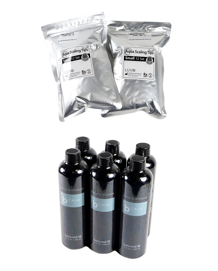 LUVO bCALM Pack - 24 Hydro Dermabrasion Tips and 6 bCALM BioInfusion Serums of 500ml
