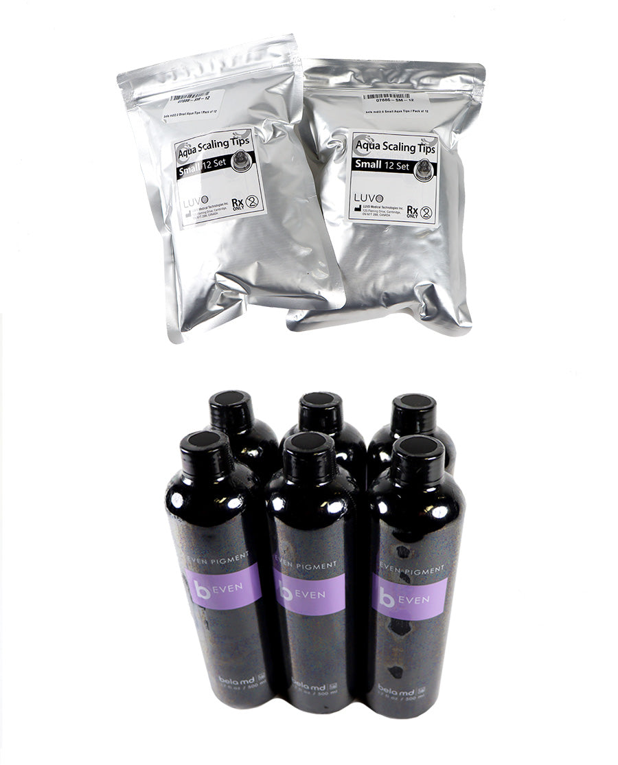 LUVO bEVEN Pack - 24 Hydro Dermabrasion Tips and 6 bEVEN BioInfusion Serums of 500ml