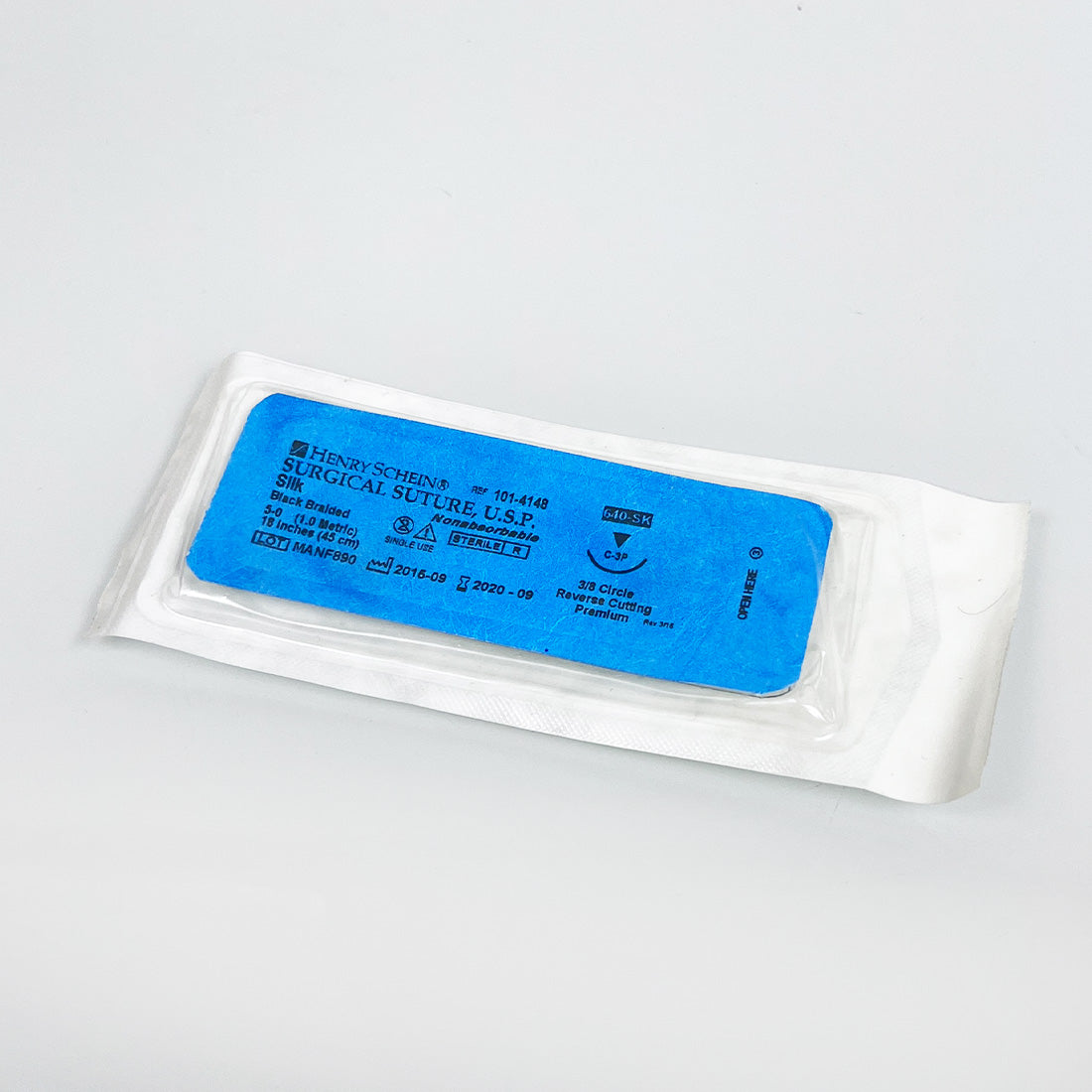 Henry Schein Surgical Suture Silk Black Braided 101-4148 18In 09/2020 x1Pc