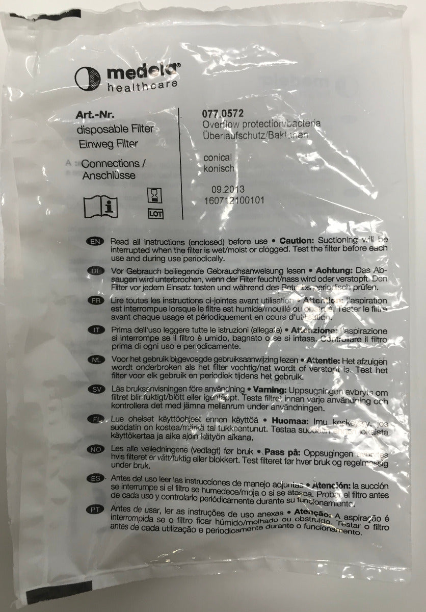 Medela Healthcare Disposable Bacteria Filter Overflow Protection 077.0572 (x2)