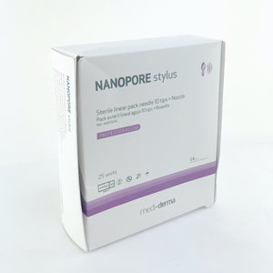 MediDerma Nanopore Stylus Sterile Linear 10 Pin Needle Tips + Nozzles 25 Pack
