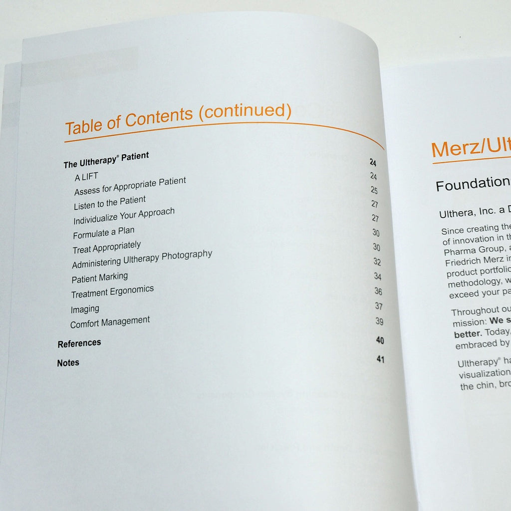 MERZ Aesthetics 2016 Ultherapy Customer Training Booklet 1005835TRN - 42 Pages