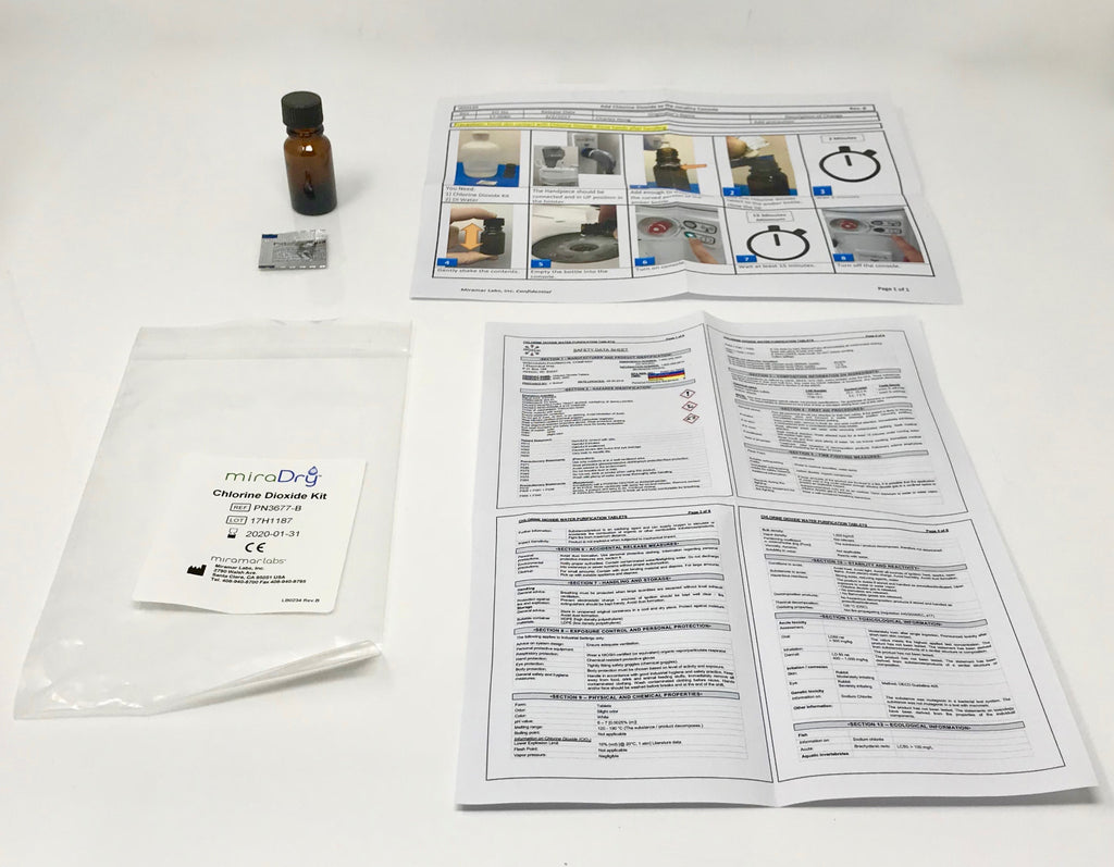 MiraDry Mira Dry Chlorine Dioxide Kit PN3677 B Water Purification Tablets Aqua
