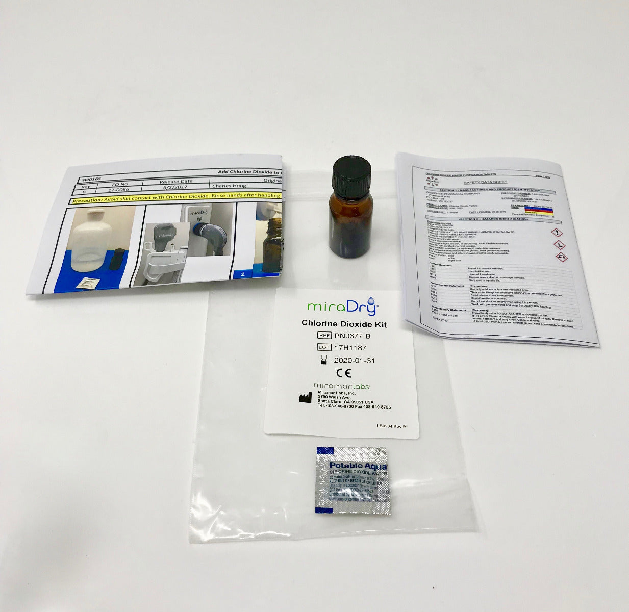 MiraDry Mira Dry Chlorine Dioxide Kit PN3677 B Water Purification Tablets Aqua