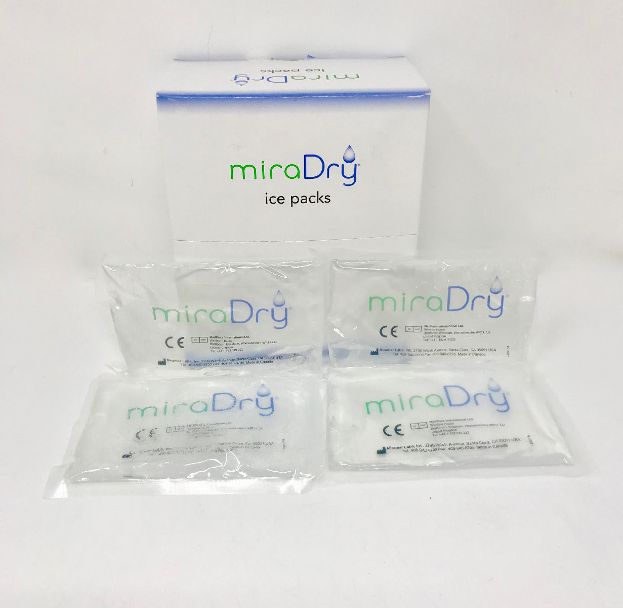 MiraDry Ice Packs Reusable Mira Dry Mirror Dri Gel Cooling Pads MD4000-IP 6-Pack