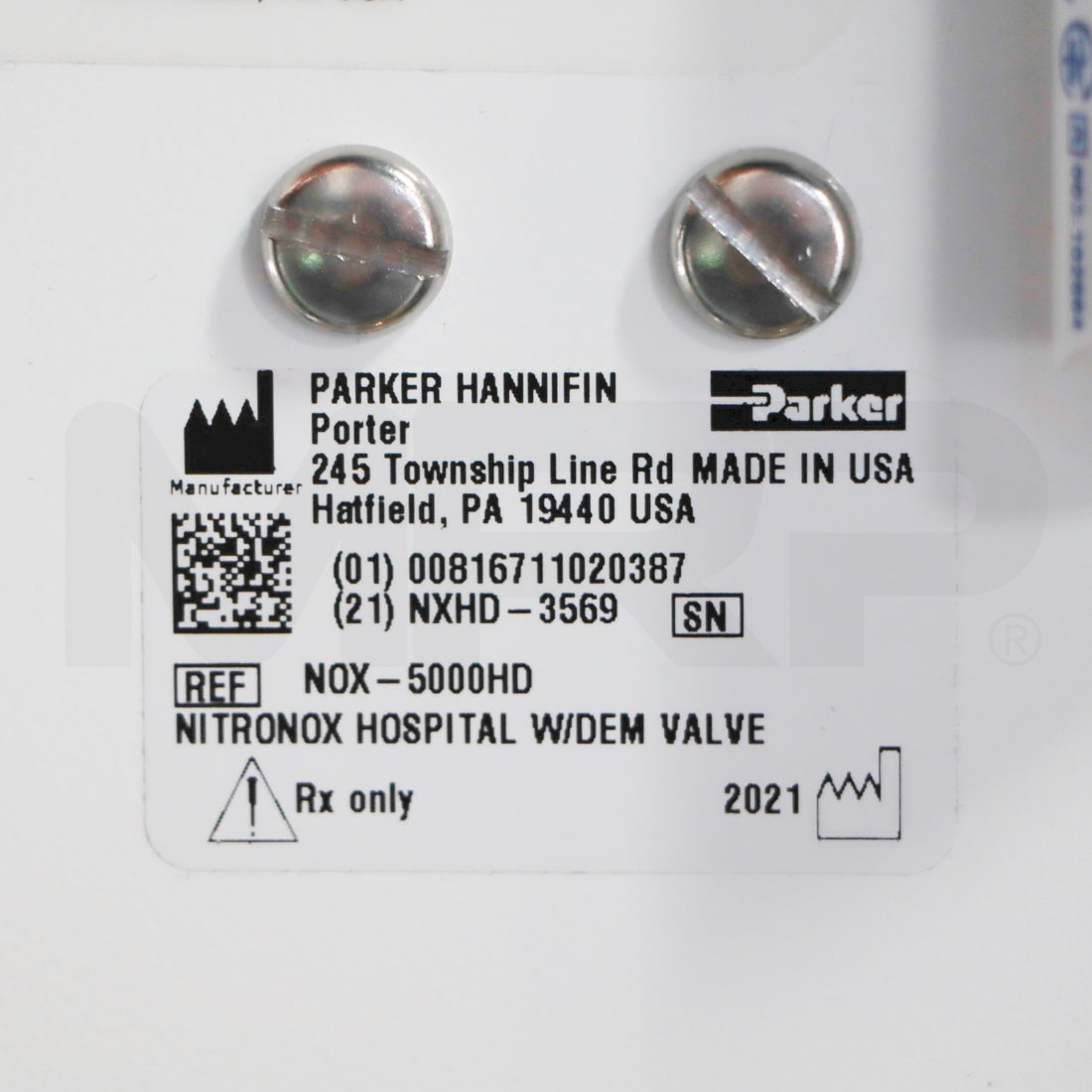 2021 Parker Hannifin Porter NitroNox System Label