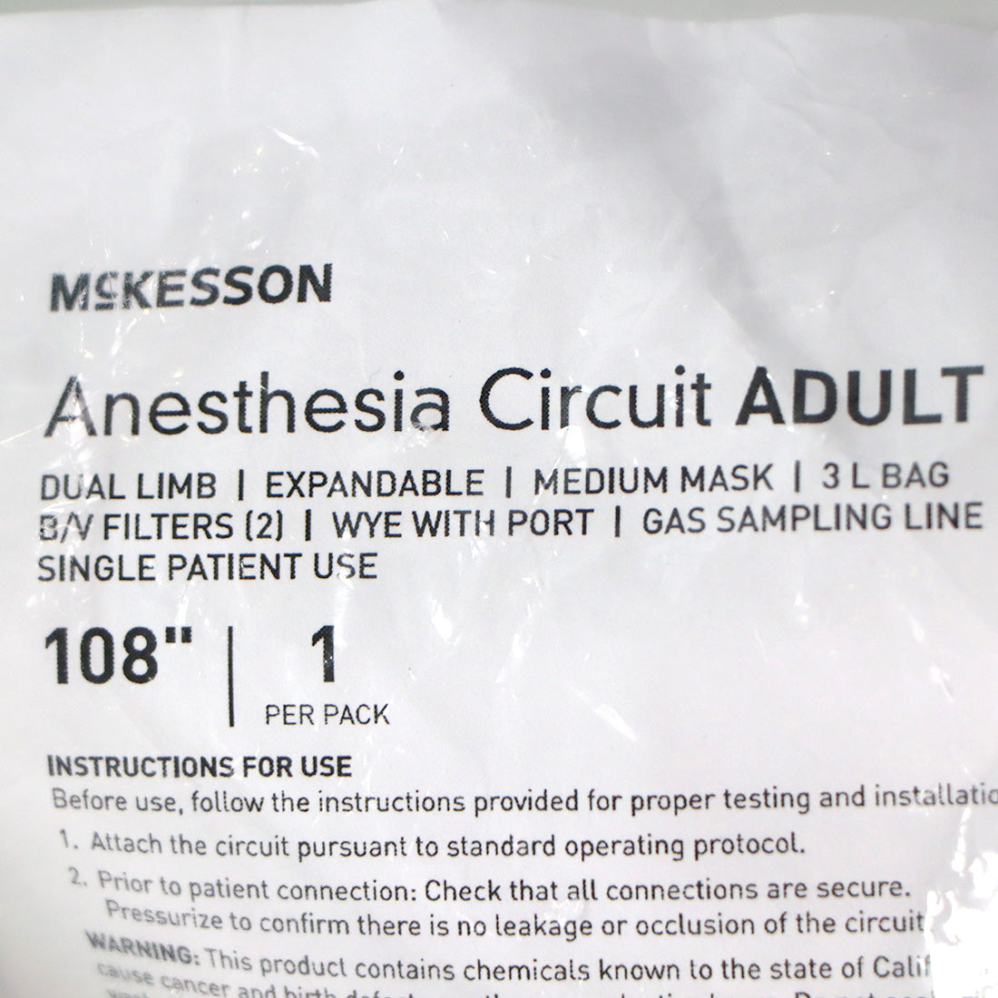 McKesson Anesthesia Breathing Circuit with Dual Limb Tubing