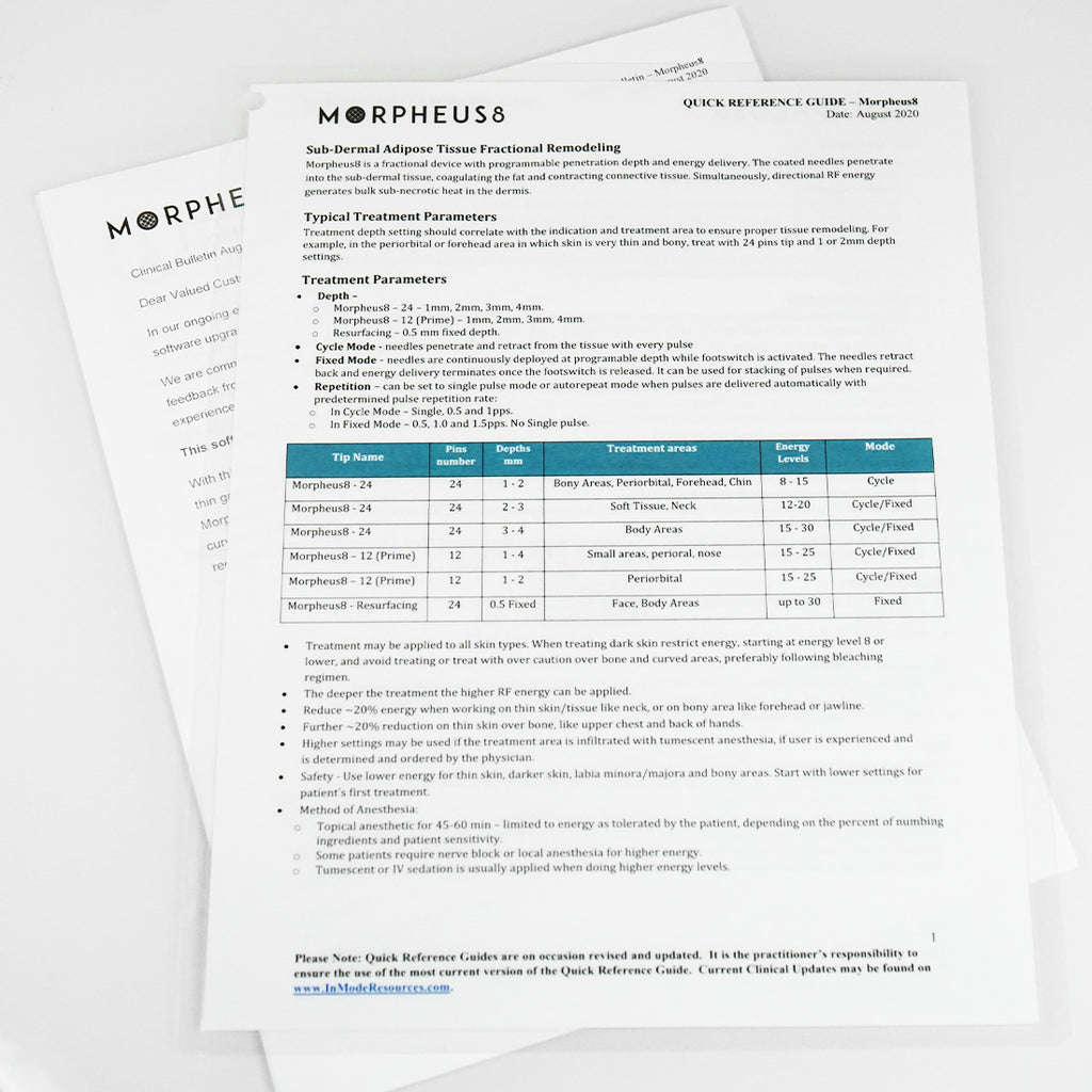 InMode Morpheus 8 Quick Reference Guide Clinical 08/2020