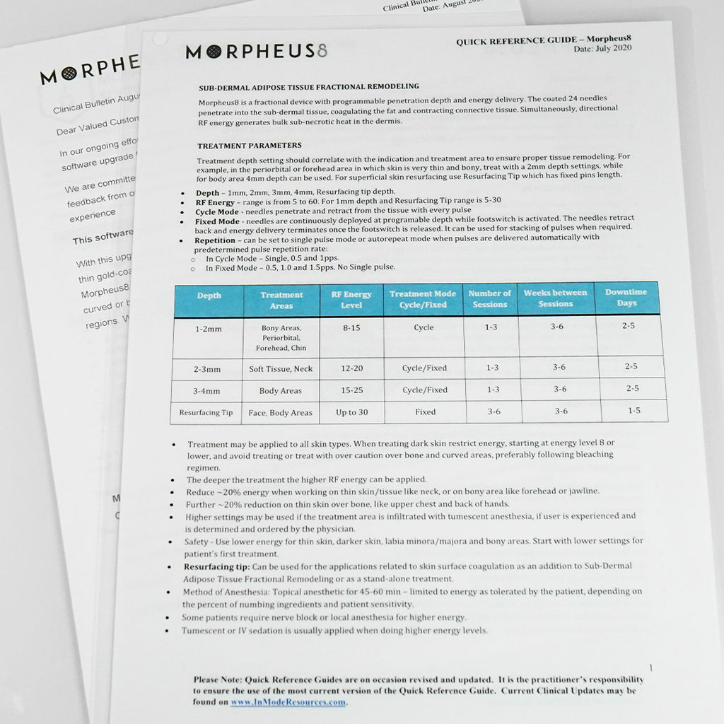 InMode Morpheus 8 Quick Reference Guide Clinical 07/2020