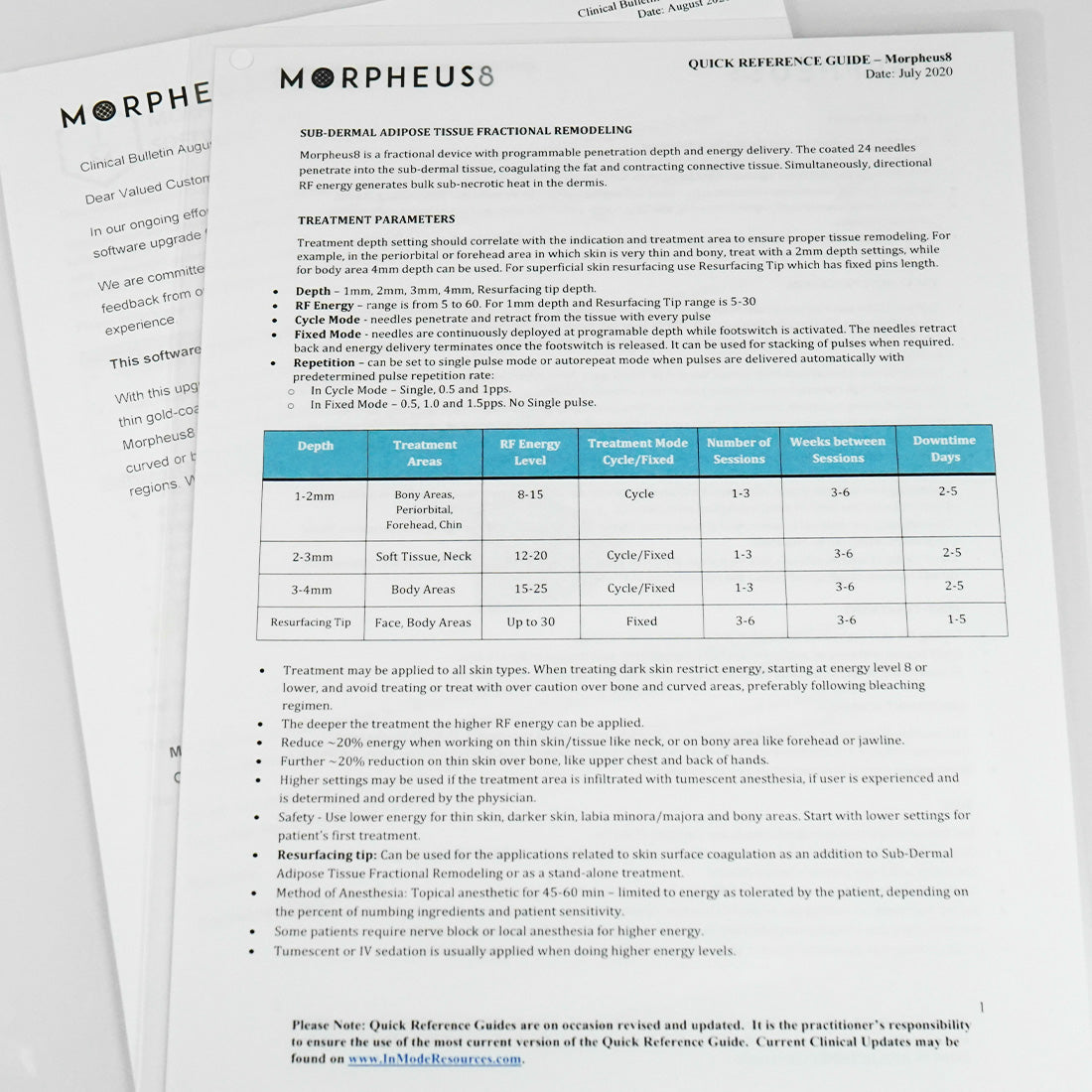 InMode Morpheus 8 Quick Reference Guide Clinical 07/2020