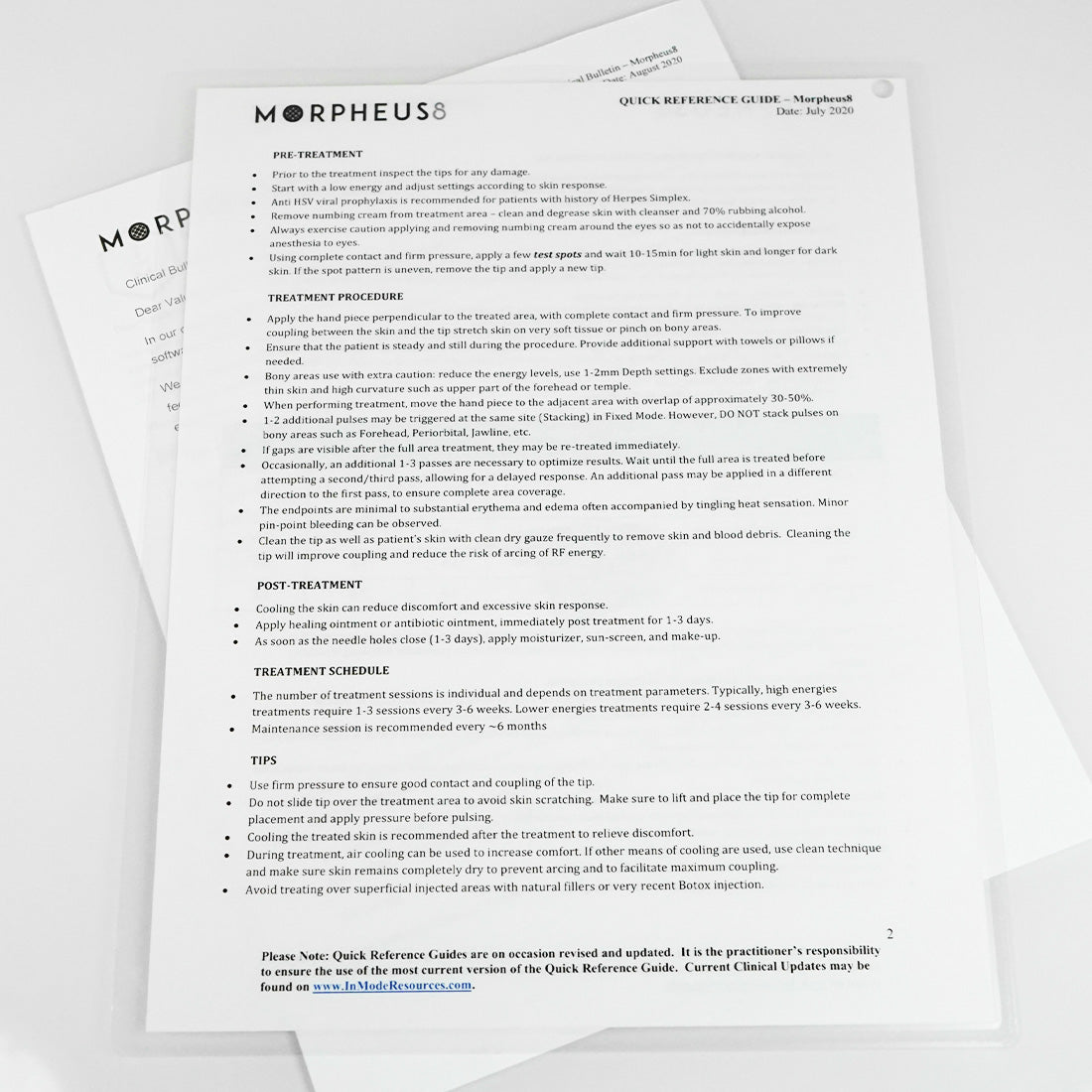 InMode Morpheus 8 Quick Reference Guide Clinical 07/2020