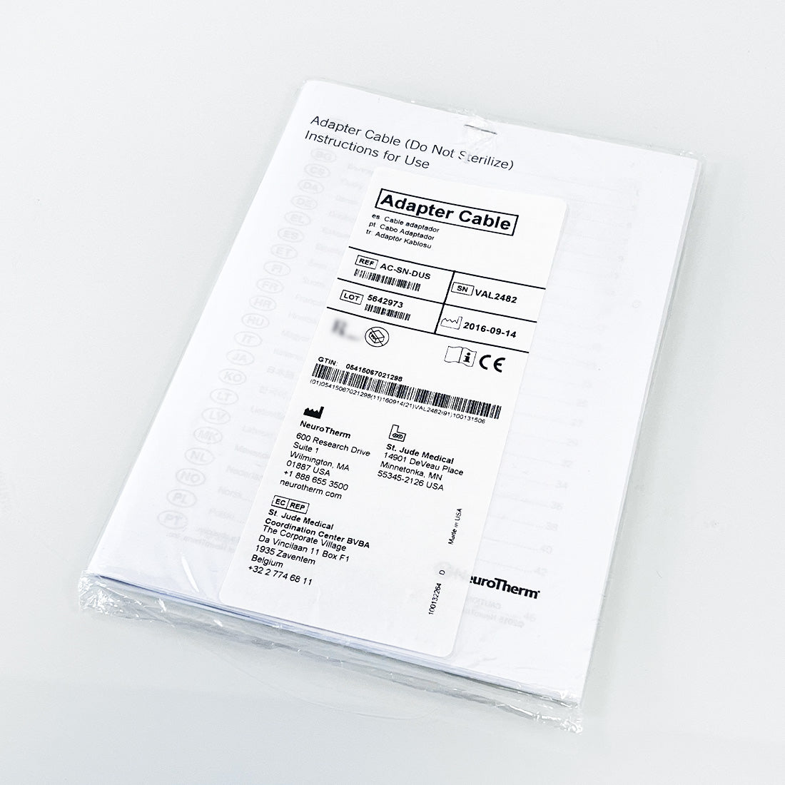 Thermi Aesthetics NeuroTherm Electrode Adapter Cable AC-SN-DUS Instruction Manual