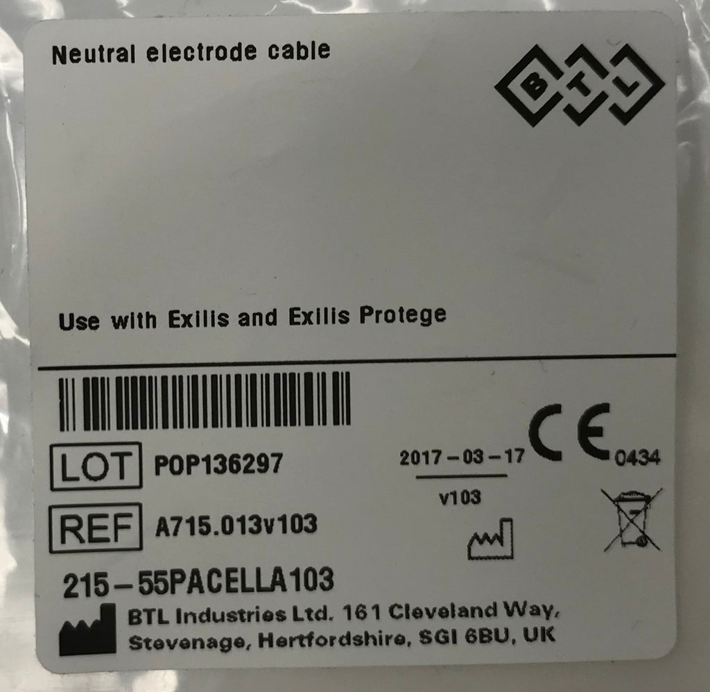 Neutral Electrode Cable BTL Exilis/Protege NEW POP136297 Exillis