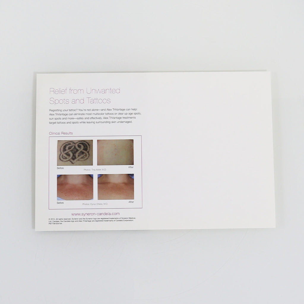 Syneron Candela AlexTriVantage Unwanted Tattoos Relief Marketing Postcard x40Pc