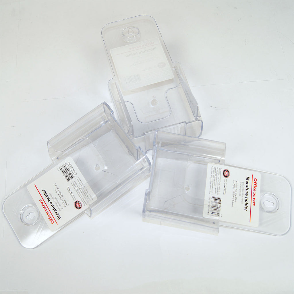 OD Literature Holder Pamphlet Brochure 4-3/8 x 7-3/4 x 3-1/4 Cracked Plastic 3pk