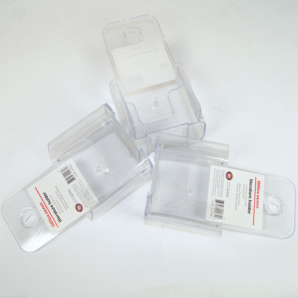 OD Literature Holder Pamphlet Brochure 4-3/8 x 7-3/4 x 3-1/4 Cracked Plastic 3pk